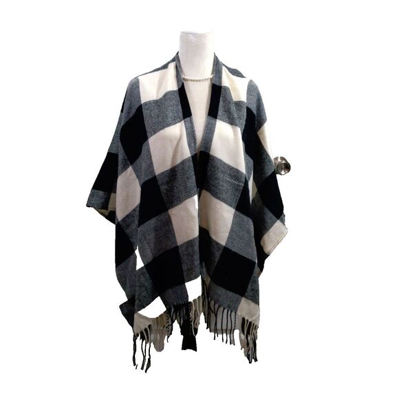 Game Day Womens Shawl Wrap With Fringe Black Plaid Clemson University Football - Picture 3 of 7